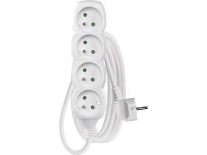 Prodlužovací kabel 3 m / 4 zásuvky / bílý / PVC / 1 mm2
