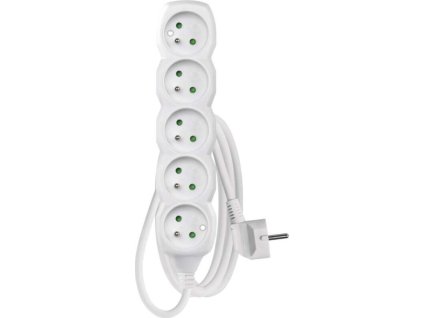 Prodlužovací kabel 1,5 m / 5 zásuvek / bílý / PVC / 1 mm2