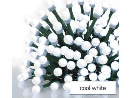 LED vánoční cherry řetěz – kuličky, 8 m, venkovní i vnitřní, studená bílá, programy