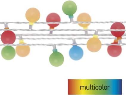 LED světelný cherry řetěz – kuličky 2,5 cm, 4 m, venkovní i vnitřní, multicolor, časovač