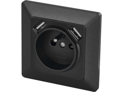 Zásuvka s USB 2,1A max., antracit