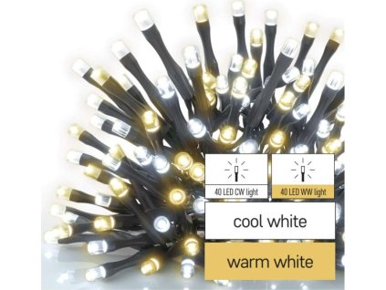 LED vánoční řetěz, 8 m, venkovní i vnitřní, teplá/studená bílá, časovač