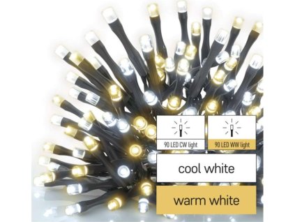 LED vánoční řetěz, 18 m, venkovní i vnitřní, teplá/studená bílá, časovač