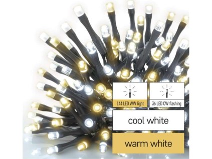 LED vánoční řetěz blikající, 18 m, venkovní i vnitřní, teplá/studená bílá, časovač