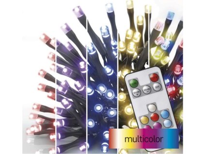 LED vánoční řetěz, 12 m, venkovní i vnitřní, RGB, ovladač, programy, časovač