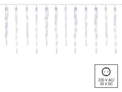 LED vánoční girlanda - rampouchy, 12 ks, 3,6 m, venkovní i vnitřní, studená bílá
