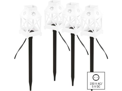 LED dekorace – zapichovací lucerny bílé, venkovní i vnitřní, studená bílá