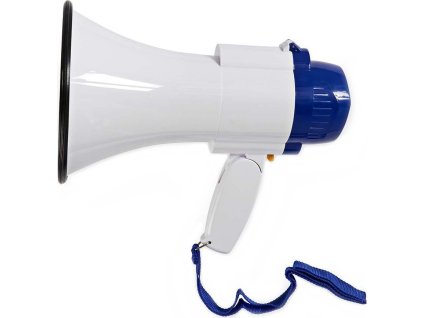 POŠKOZENÝ OBAL - NEDIS megafon/ rozsah 250m/ hlasitost 115dB/ vestavěný mikrofon/ vestavěná siréna/ funkce nahrávání/ bílo-mod...