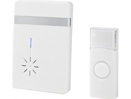 Bezdrátový Zvonek | Napájení z baterie | 3 V DC | 1x CR2032 | Hlasitost: 80 dB | Dosah signálu: 300 m | IP44 | 36 Melodií | 1 Přijímač | Bílá