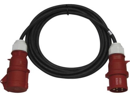 3 fázový venkovní prodlužovací kabel 15 m / 1 zásuvka / černý / guma / 400 V / 4 mm2