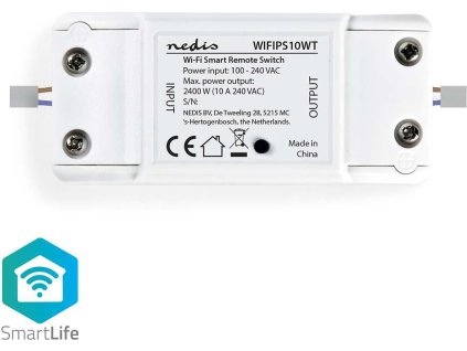 NEDIS Wi-Fi chytrý spínač pro elektrický obvod/ 10A/ Android/ iOS/ Nedis® SmartLife/ bílý