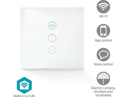 SmartLife nástěnný vypínač | Wi-Fi | Okenice / Rolety / Žaluzie | Nástěnný Držák | 300 W | Android™ / IOS | Sklo | Bílá