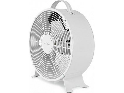 NEDIS stolní ventilátor/ průměr 25 cm/ výkon 20 W/ síťové napájení/ 2 rychlosti/ kovový/ bílý