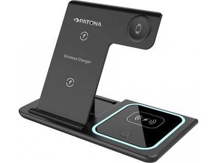PATONA bezdrátová nabíječka 3v1, pro Iphone, Apple Watch a sluchátka Airpods, vstup 9V/2A, 5V/3A