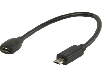 VALUELINE redukční kabel MHL pro telefony Samsung/ 11-pin zástrčka USB micro B - 5-pin zásuvka USB micro B/ černý/ 20cm