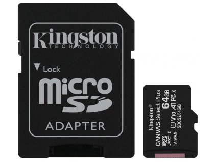 KINGSTON Canvas Select Plus 64GB microSD / UHS-I / CL10 / vč. SD adaptéru