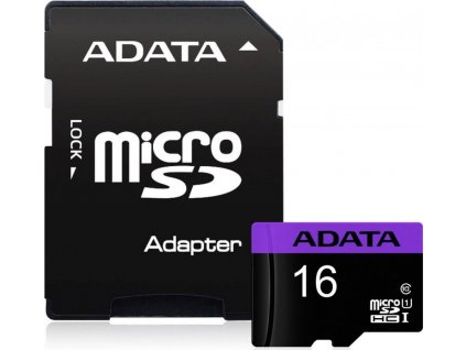 Adata/micro SDHC/16GB/50MBps/UHS-I U1 / Class 10/+ Adaptér