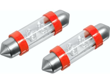 Žárovka 4LED 12V suf. SV8.5 38mm červená 2ks