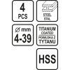 Sada stupňovitých vrtáků 4ks 4-39 mm