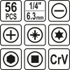 Sada bitů 1/4" 56ks