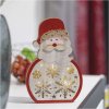 LED dekorace dřevěná – Santa, 30 cm, 2x AA, vnitřní, teplá bílá, časovač