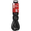 Prodlužovací kabel 5 m / 3 zásuvky / černý / PVC / 1,5 mm2