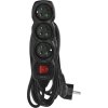 Prodlužovací kabel 5 m / 3 zásuvky / s vypínačem / černý / PVC / 1,5 mm2