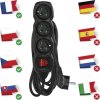 Prodlužovací kabel 5 m / 3 zásuvky / s vypínačem / černý / PVC / 1,5 mm2