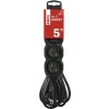 Prodlužovací kabel 5 m / 4 zásuvky / černý / PVC / 1,5 mm2