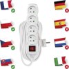 Prodlužovací kabel 7 m / 4 zásuvky / s vypínačem / bílý / PVC / 1,5 mm2