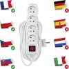 Prodlužovací kabel 10 m / 4 zásuvky / s vypínačem / bílý / PVC / 1,5 mm2