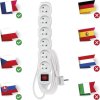Prodlužovací kabel 3 m / 6 zásuvek / s vypínačem / bílý / PVC / 1,5 mm2