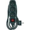 Prodlužovací kabel 2 m / 3 zásuvky / s vypínačem / zelený / 1 mm2