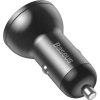 Baseus duální USB adaptér do automobilu s displejem 4,8A 24W, šedá