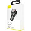 Baseus duální USB adaptér do automobilu s displejem 4,8A 24W, šedá