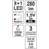 Lampa montážní 8+1 LED, hák+magnet