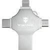 Viking 4v1/Flash USB/16GB/USB 3.0/USB-A + USB-C/+ Adaptér/Stříbrná