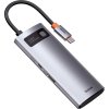 Baseus Metal Gleam Series 5v1 HUB Type-C (USB-C PD 100W, 3* USB 3.0, HDMI) šedá