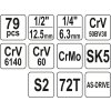 Gola sada 1/2', 1/4'' + příslušenství 79 ks