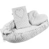 Luxusní hnízdečko s polštářkem a peřinkou New Baby z Minky Srdíčko šedé