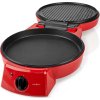NEDIS pec na pizzu a gril/ 3 nastavení teploty/ velikost grilovací desky 30 cm/ spotřeba 1800 W/ červený (hliník)