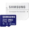 SAMSUNG PRO Plus MicroSDXC 512GB + SD Adaptér / CL10 UHS-I U3 / A2 / V30