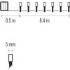 LED vánoční řetěz, 8,4 m, 3x AA, venkovní i vnitřní, studená bílá, časovač
