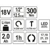 Rázový utahovák AKU 1/2" 18V 300Nm