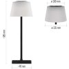 LED stolní lampa KATIE, nabíjecí, černá