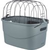 Plastová přepravka s drátěným víkem na kolo (řidítka), 42 x 39 x 30 cm, šedá (do 5 kg)