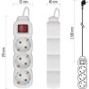 Prodlužovací kabel 1,5 m / 3 zásuvky / s vypínačem / bílý / PVC / 1 mm2