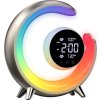 IMMAX LED noční lampička PEACOCK s hodinami/ RGB světlo/ 20W/ 400lm/ 5V/2,1A/ USB port/ zlatá