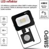 LED reflektor SIMPO s pohybovým čidlem, 10 W, černý, neutrální bílá