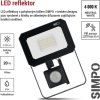 LED reflektor SIMPO s pohybovým čidlem, 20 W, černý, neutrální bílá
